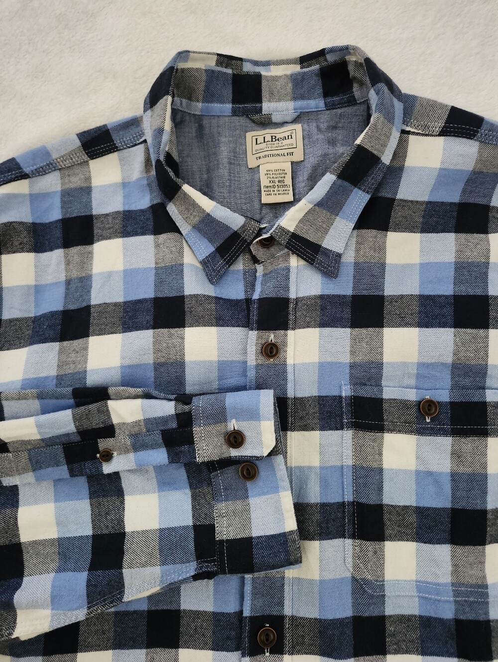 L.L. BEAN Buffalo Plaid Flex Flannel Button Down Shirt Traditional Fit Men's XXL